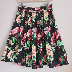 Vibrant Floral Belsira Cotton A-Line Skirt With Pockets Size S